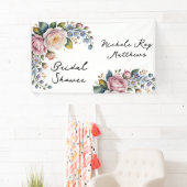 ロマンチック フローラル リース ブライダル シャワー 横断幕 (インサイチュ)