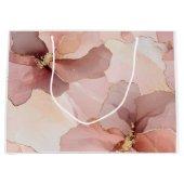 ロマンチック ブラッシュ ピンク ゴールド フラワー ブライダル シャワー ラージペーパーバッグ (正面)