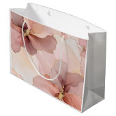 ロマンチック ブラッシュ ピンク ゴールド フラワー ブライダル シャワー ラージペーパーバッグ (裏面アングル)
