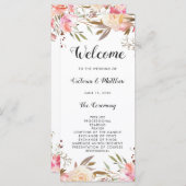 ロマンチック ブラッシュ ブルーム ウェディング プログラム (正面/裏面)