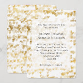 ロマンチック ホワイト ゴールド ハート ウェディング   招待状 (正面/裏面)