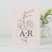 ロマンチック ミニマル フラワー ウェディング 招待状 (スタンド正面)