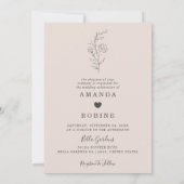 ロマンチック ミニマル フラワー ウェディング 招待状 (裏面)