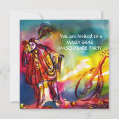 ロマンチック ミュージカル ピエロとバラのマーディ グラ 招待状 (正面)