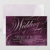 ロマンチック ムーディーなプラムカリグラフィー ヴィンテージウェディング 招待状 (正面/裏面)