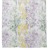 ロマンチック ラベンダー グリーン イエロー フラワーズ シャワーカーテン (正面)