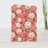 ロマンチック レッド ハート ピンク フラワーバレンタインデー カード (裏面)