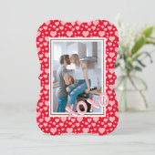 ロマンチック レッド ピンク ハーツ XOXO フォト バレンタイン カード (スタンド正面)