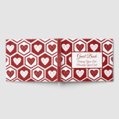 ロマンチック レッド ホワイト ガラス ハート パターン ゲストブック (全面)