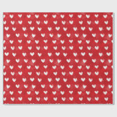 ロマンチック レッド ホワイト ハーツ ブライダルシャワー ラッピングペーパー (フラット)