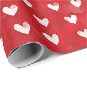 ロマンチック レッド ホワイト ハーツ ブライダルシャワー ラッピングペーパー (ロールコーナー)