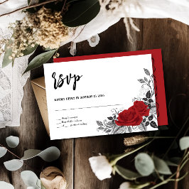 ロマンチック レッド ローズ RSVP ウェディング レスポンス カード