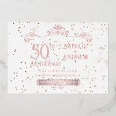 ロマンチック ローズゴールド アニバーサリー フォイル インビテーション 箔招待状 (裏面)