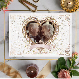 ロマンチック ローズゴールド アニバーサリー フォイル インビテーション 箔招待状