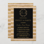 ロマンチック ローズゴールド 秋のリース SWEET 16 モノグラム 招待状 (正面/裏面)