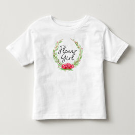 ロマンチック ローズ ウォーターカラー リース | フラワーガール トドラーTシャツ