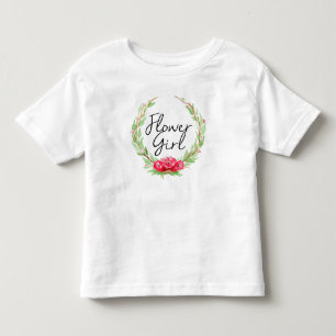 ロマンチック ローズ ウォーターカラー リース フラワーガール トドラーTシャツ