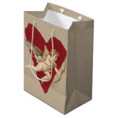 ロマンチック ワイン レッド ハート エンジェル ボウ＆アロー クラシック ミディアムペーパーバッグ (正面アングル)