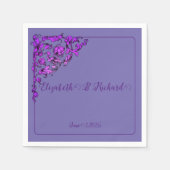 ロマンチック、ヴィンテージ、アンティークパープル結婚ズ スタンダードカクテルナプキン (正面)