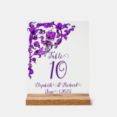 ロマンチック、ヴィンテージ、アンティーク紫色のテーブル番号 アクリルサイン (正面)