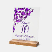 ロマンチック、ヴィンテージ、アンティーク紫色のテーブル番号 アクリルサイン (傾斜)