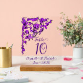ロマンチック、ヴィンテージ、アンティーク紫色のテーブル番号 アクリルサイン (ウェディング)