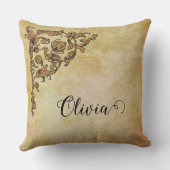 ロマンチック、ヴィンテージ、アンティーク パーソナライズされた クッション (裏面)