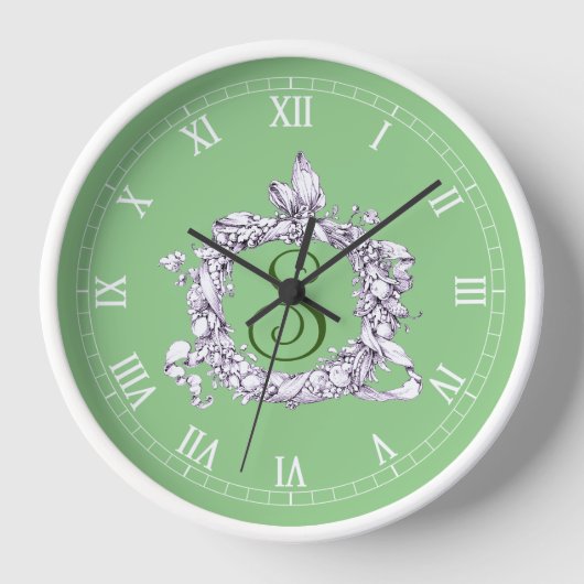 ロマンチック ヴィンテージ リース オーダーメイド 壁時計 (正面)