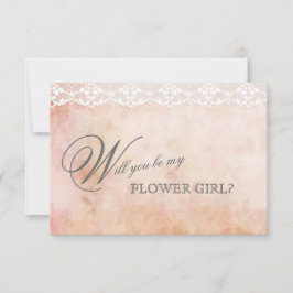 ロマンチック ヴィンテージ ローズ レース 私のフラワーガールに 招待状