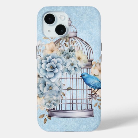 ロマンチック ヴィンテージ 水彩 フラワー 鳥かご Case-Mate iPhoneケース (裏面)