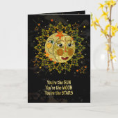 ロマンチック、太陽、月、星、抽象芸術 カード (黄色い花)