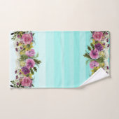 ロマンチック、水彩の花ストライプの、 バスタオルセット (ハンドタオル)