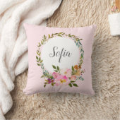 ロマンチック、水彩花、ボヘミアンフローラ クッション (ブランケット)