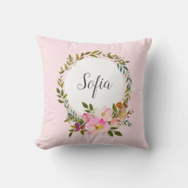 ロマンチック、水彩花、ボヘミアンフローラ クッション