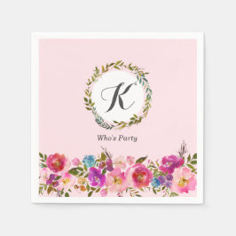 ロマンチック、水彩花、ボヘミアンフローラ スタンダードカクテルナプキン