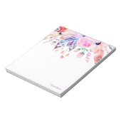 ロマンチック、水彩花、ボヘミアンフローラ ノートパッド (回転)