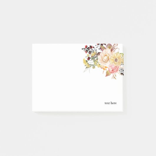 ロマンチック、水色、花の春フローラ ポストイット (正面)