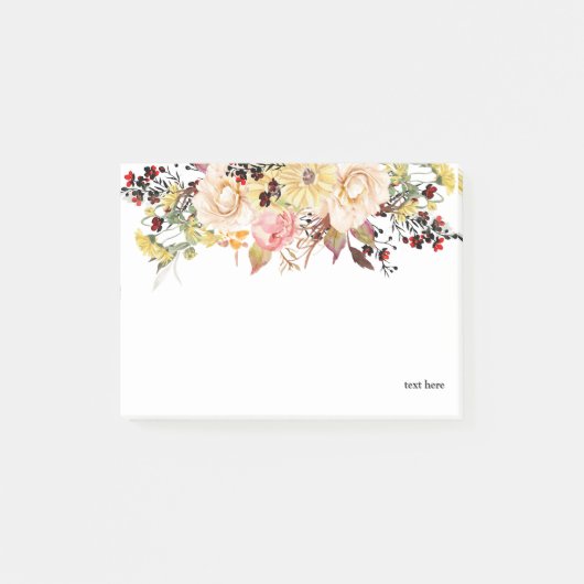 ロマンチック、水色、花の春フローラ ポストイット (正面)
