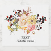 ロマンチック、水色、花、素朴なフローラ スパークリングワインラベル (シングルラベル)