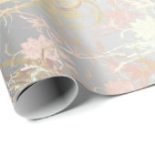 ロマンチック、金ゴールド、ティール（緑がかった色）、水色、シック、フローラ ラッピングペーパー (ロールコーナー)