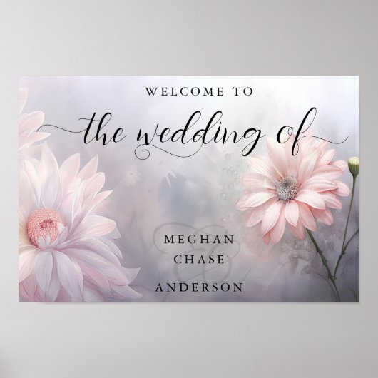 ロマンチックBOHOピンクデイジー ポスター (正面)