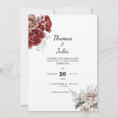 ロマンチックBurgundy & Silverフローラ結婚写真 招待状 (裏面)