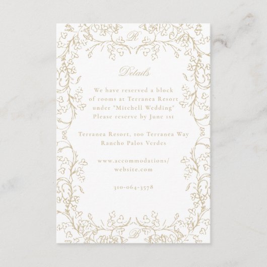 ロマンチックChinoiserieアンティークフランスの金ゴールド結婚ズ エンクロージャーカード (正面)