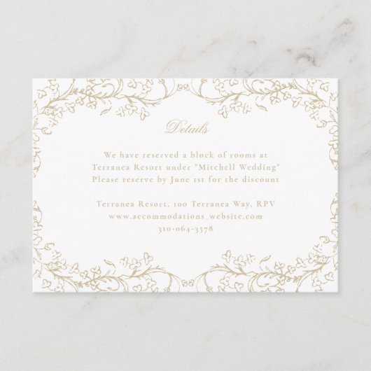 ロマンチックChinoiserieアンティークフランスの金ゴールド結婚ズ エンクロージャーカード (正面)