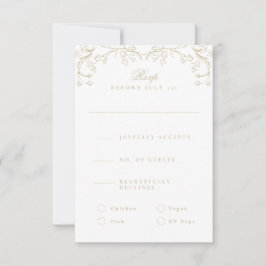 ロマンチックChinoiserieアンティークフランスの金ゴールド結婚ズ 出欠カード