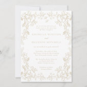 ロマンチックChinoiserieアンティークフランスの金ゴールド結婚ズ 招待状 (正面)