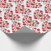 ロマンチックI愛あなた赤いバラハート ラッピングペーパー (角)