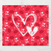 ロマンチックI愛ユー赤いハートリップバレンタインチャンプ スパークリングワインラベル (シングルラベル)