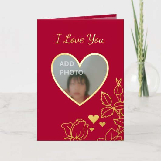ロマンチックI Love Youハートフローラフォトフォイルカード 箔シーズンカード (正面)