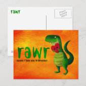 ロマンチックRAWR Tレックス恐竜 ポストカード (正面/裏面)